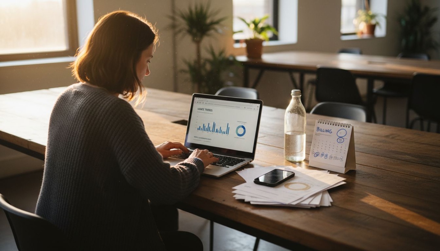 Manager checking automated billing dashboard
