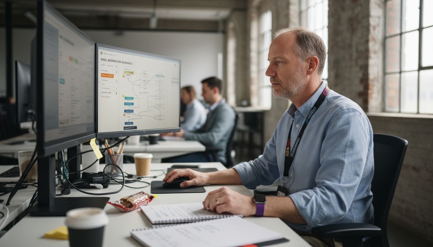 IT manager setting email automation tools