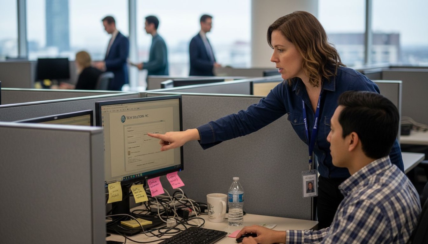 IT manager assisting with branded email setup