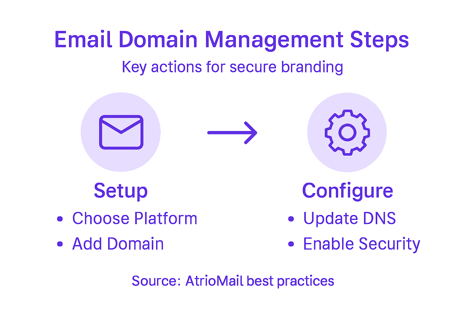 Infographic outlining email domain management steps