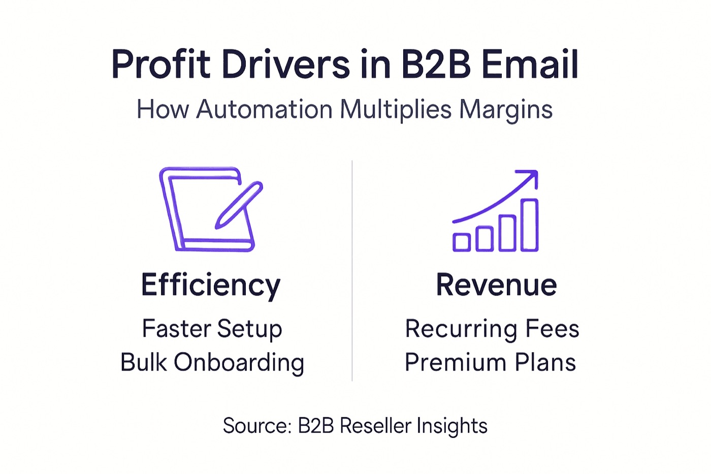 Infographic showing automation and B2B email profit drivers